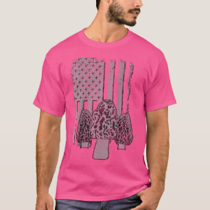 U S A Flag Morel Mushroom Hunter (Design On Back) T-Shirt