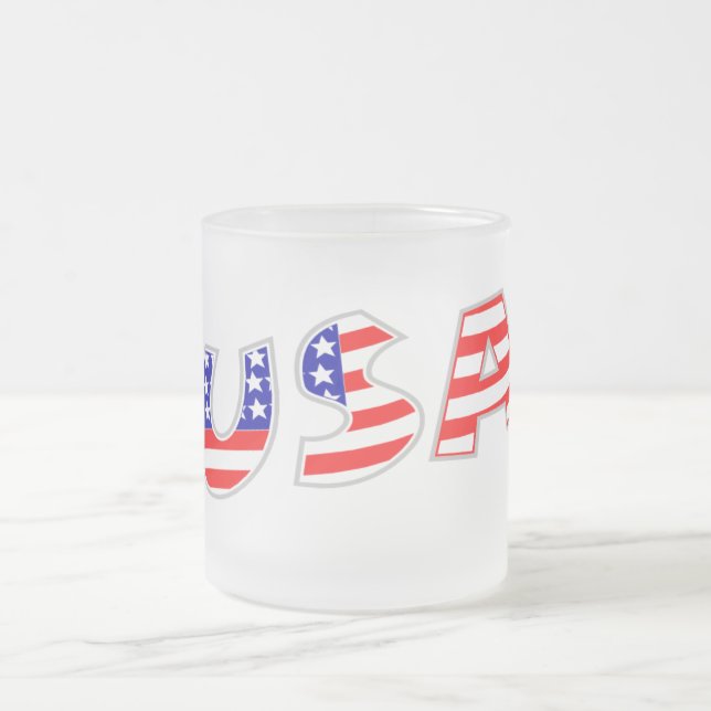 U.S.A. Frosted Glass Mug (Center)