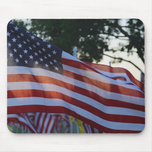 U.S.A Memorial Day Flags Waving in Wind Mouse Mat (Front)