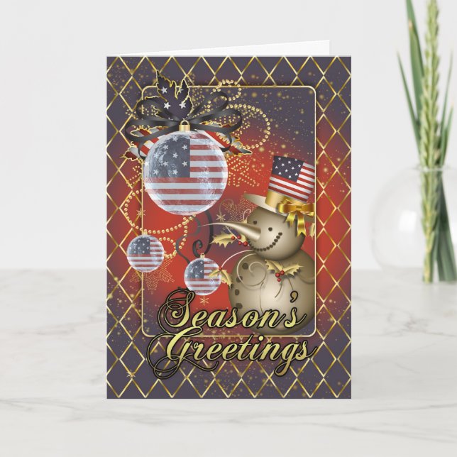 U.S.A. Patriotic Christmas Card - Season's Greeti (Front)