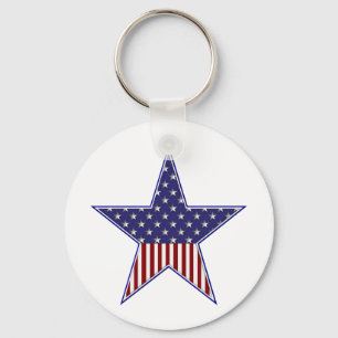 U.S.A. Patriotic Flag Design Key Ring