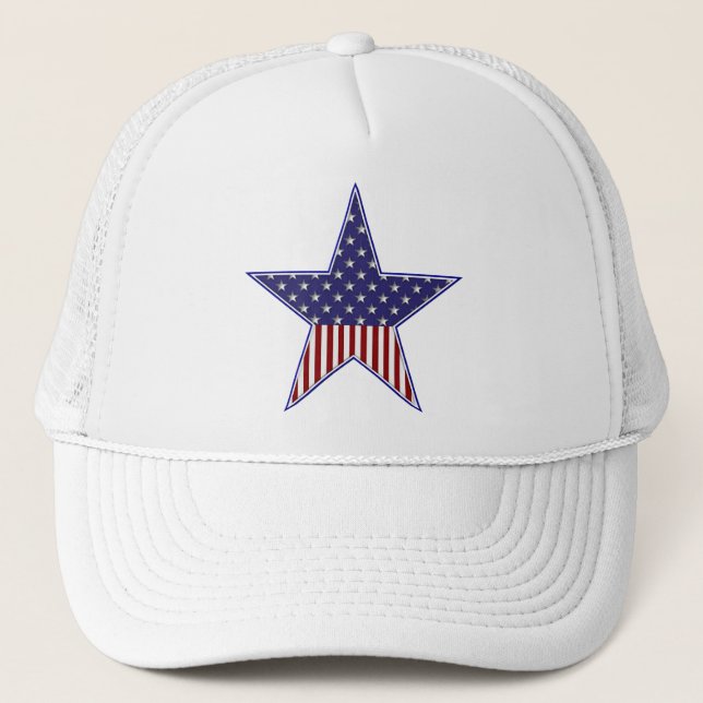 U.S.A. Patriotic Flag Design Trucker Hat (Front)
