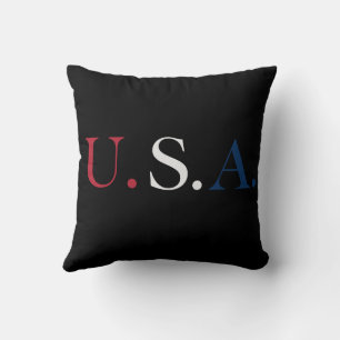 U.S.A. Red White And Blue Lettering Design  Cushion