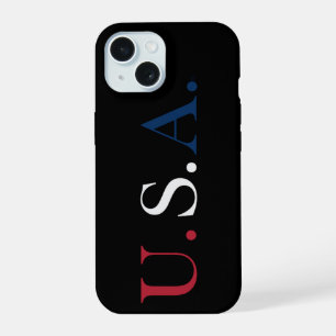 U.S.A. Red White And Blue Lettering Design iPhone 15 Case