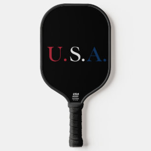 U.S.A. Red White And Blue Lettering Design  Pickleball Paddle