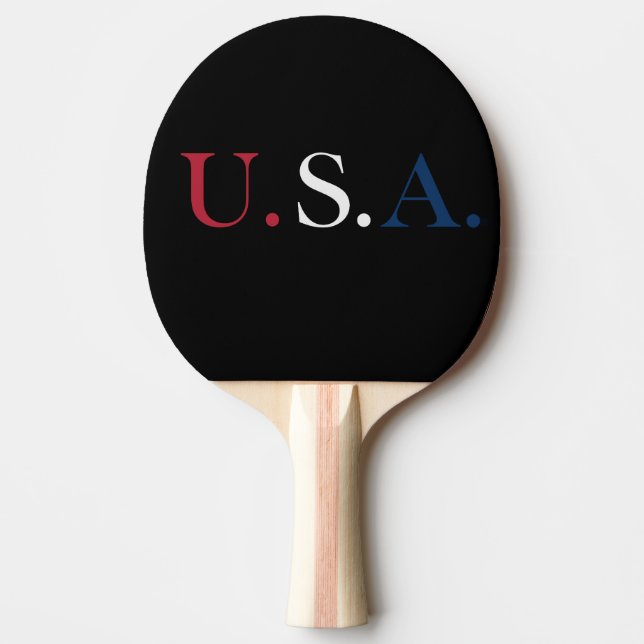 U.S.A. Red White And Blue Lettering Design Ping Pong Paddle (Front)