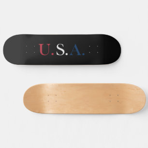 U.S.A. Red White And Blue Lettering Design  Skateboard