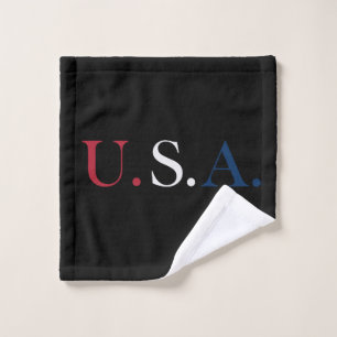 U.S.A. Red White And Blue Lettering Design  Wash Cloth