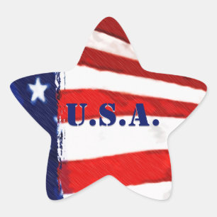 U.S.A. Star Shape Flag Stickers