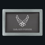 U.S. Air Force Logo - Black Belt Buckle<br><div class="desc">This design showcases the official U.S. Air Force logo on a striking blue background. Symbolising pride,  dedication,  and service,  it’s a timeless and patriotic tribute to the United States Air Force and its rich tradition of excellence.</div>