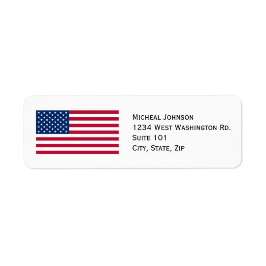 U.S. American Flag Custom Personalised Return Address Label