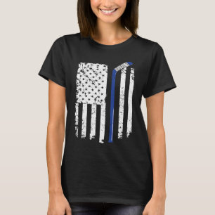 U S American Flag Hockey Stick as Stripe T-Shirt