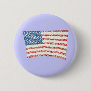 U.S. American Flag in pointillism, pin on buttons