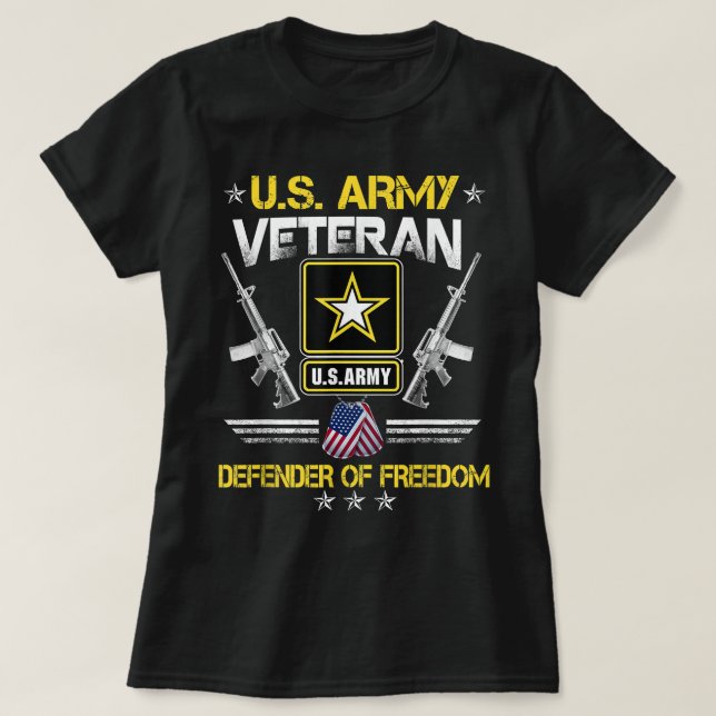U.S. Army Proud Army Veteran Vet Shirt US Military (Design Front)