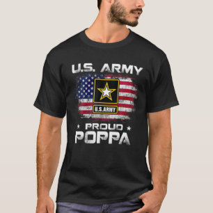U.S Army Proud Poppa With American Flag Gift Veter T-Shirt