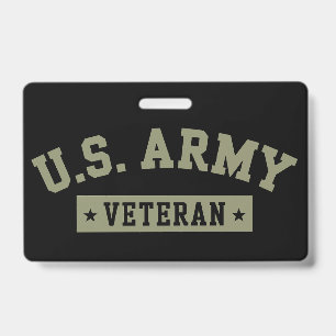 U.S. Army Veteran Veterans America American Flag ID Badge