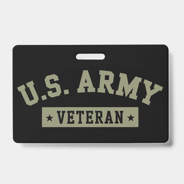 U.S. Army Veteran Veterans America American Flag ID Badge (Front)