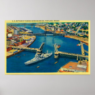 U.S. Battleship passing through Portland Poster