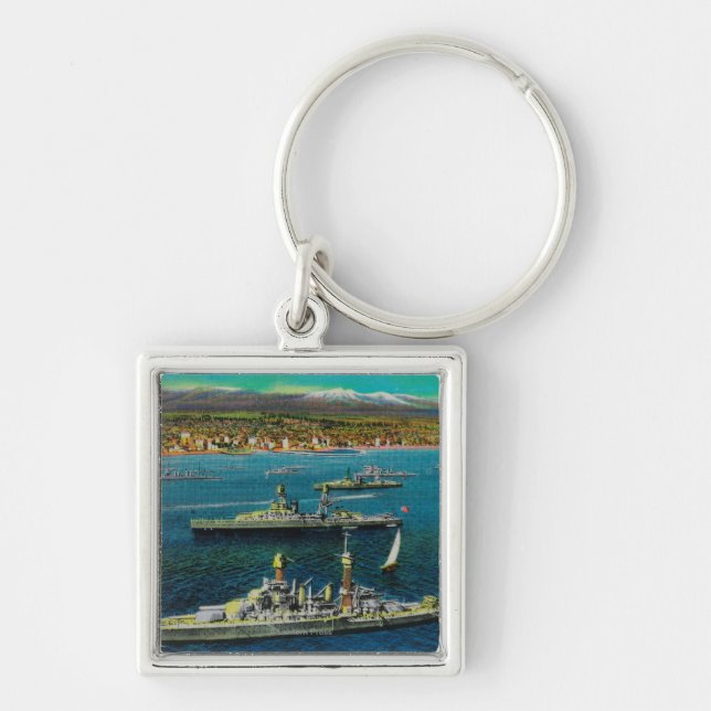 U.S. Battleships Anchored at Long Beach Key Ring (Front)