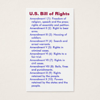 U.S. Bill of Rights ~ First 10 Amendments ~
