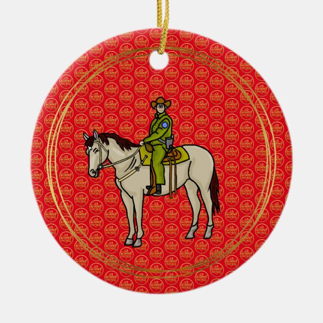 U.S. Border Agent on Horse Christmas Ornament (Front)