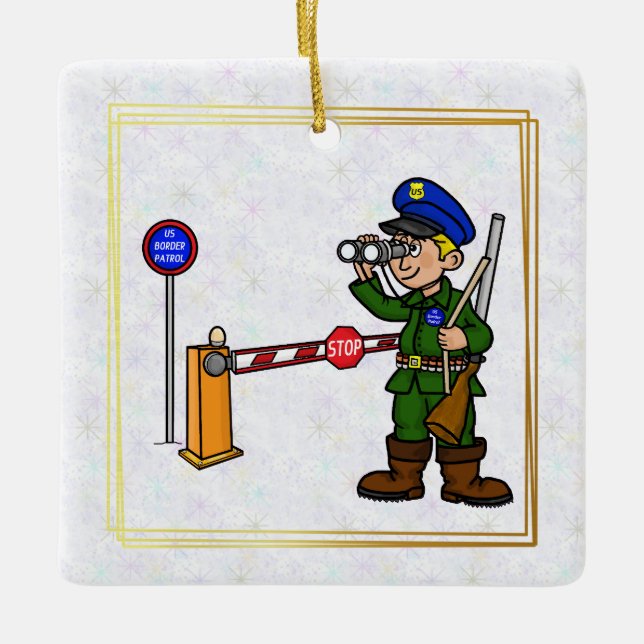 U.S. Border Patrol Agent with Binoculars Ornament  (Front)