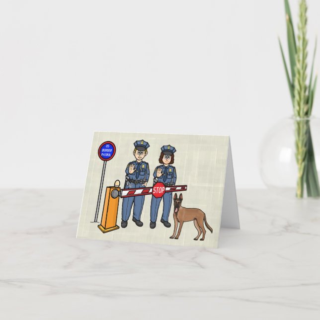 U.S. Border Patrol Agents and Dog Thank You Card (Front)