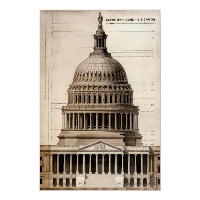 U.S. Capitol Architectural Blueprint 1859 Poster (Front)
