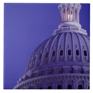 U.S Capitol at dusk with light in dome on Tile
