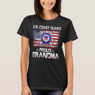 U S Coast Guard Proud Grandma With American Flag T-Shirt