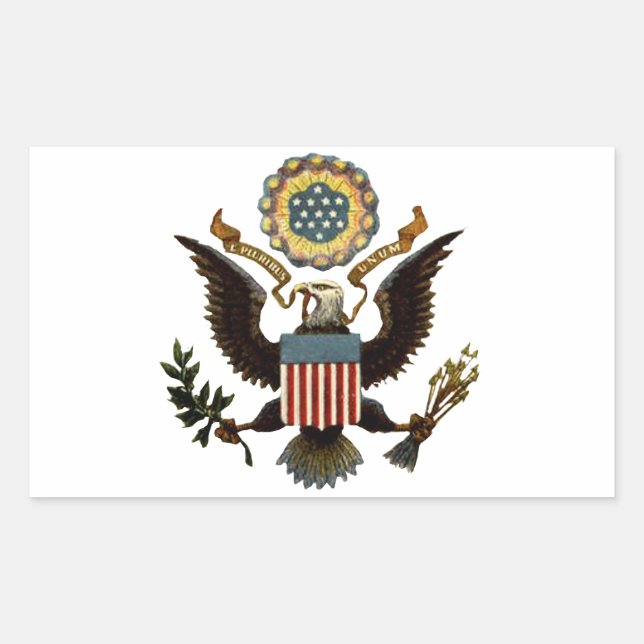 U.S. COAT OF ARMS RECTANGULAR STICKER (Front)