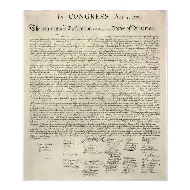 U.S. Declaration of Independence 1823 Facsimile Photo Print (Front)