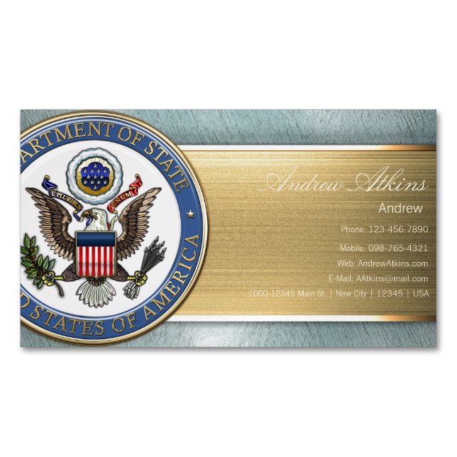 U.S. Department of State (DoS) Emblem [3D] Magnetic Business Card (Front)