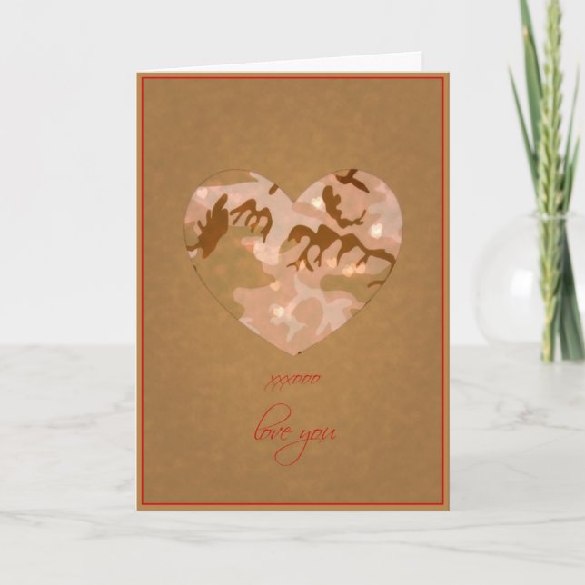 U.S. Desert Sand Camo Valentine's Day Holiday Card (Front)