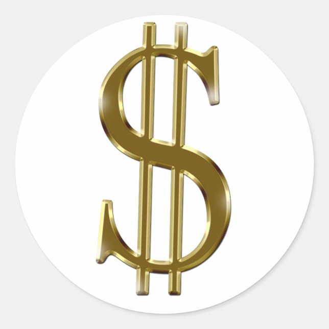 $ U.S.dollar sign gold Classic Round Sticker (Front)