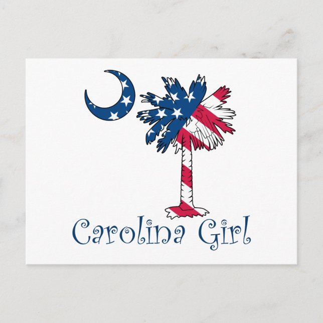 U.S. Flag Carolina Girl Postcard (Front)