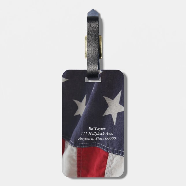U.S. flag close up Luggage Tag (Back Vertical)