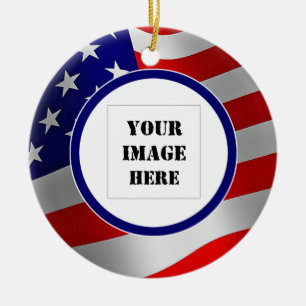 U.S. Flag Custom Photo Ornament
