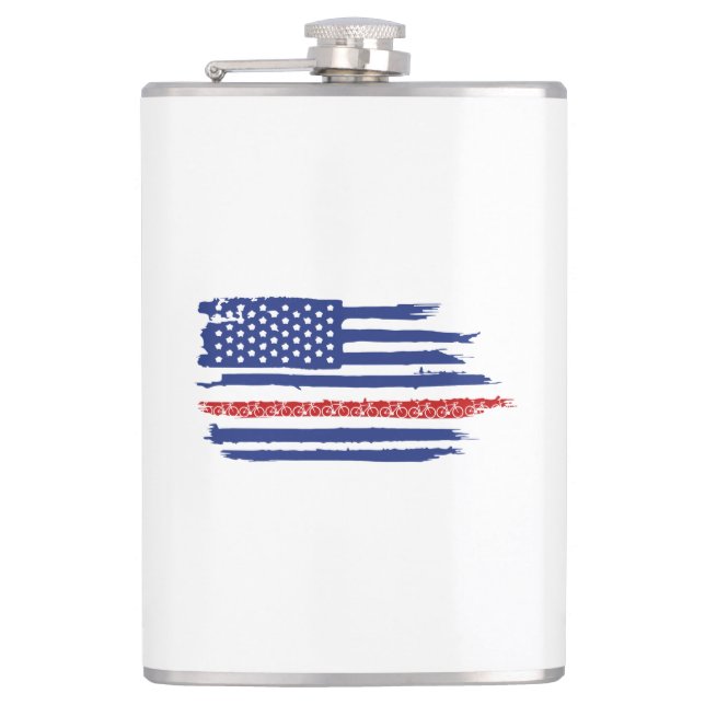 U.S. Flag Cycling Hip Flask (Front)