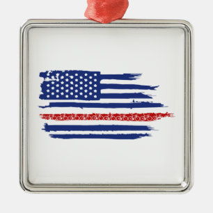 U.S. Flag Cycling Metal Tree Decoration