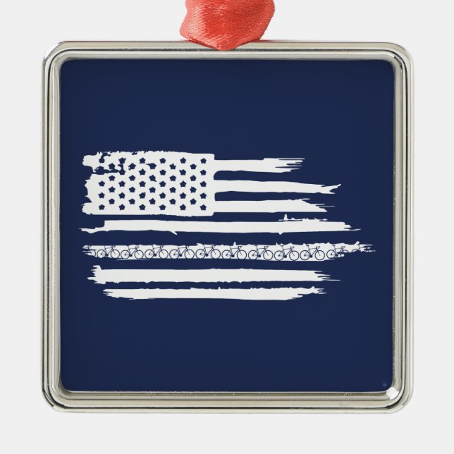 U.S. Flag Cycling Metal Tree Decoration (Front)