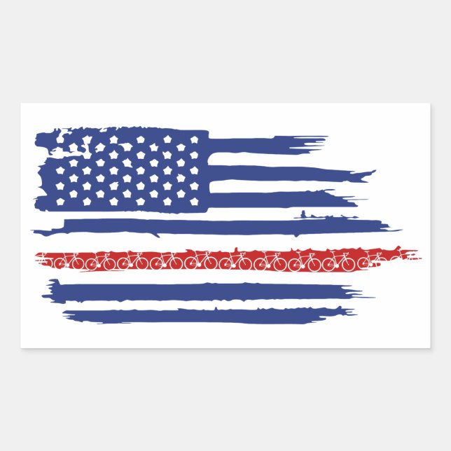 U.S. Flag Cycling Rectangular Sticker (Front)