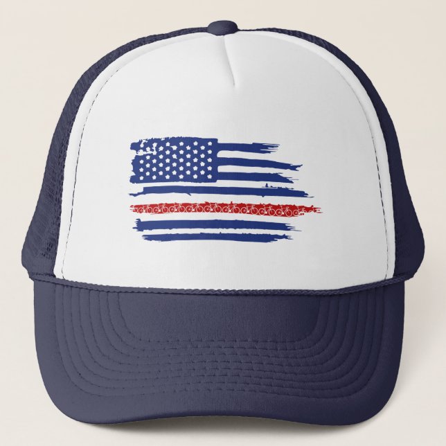 U.S. Flag Cycling Trucker Hat (Front)