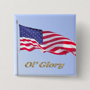 u s flag, ol' glory 15 cm square badge