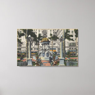 U.S. Grant Hotel, Plaza Park, Fountain View Canvas Print