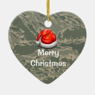 U.S. Green Camo Heart Merry Christmas Ornament