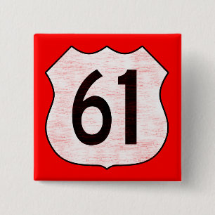 U.S. Highway 61 Route Sign 15 Cm Square Badge