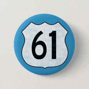 U.S. Highway 61 Route Sign 6 Cm Round Badge