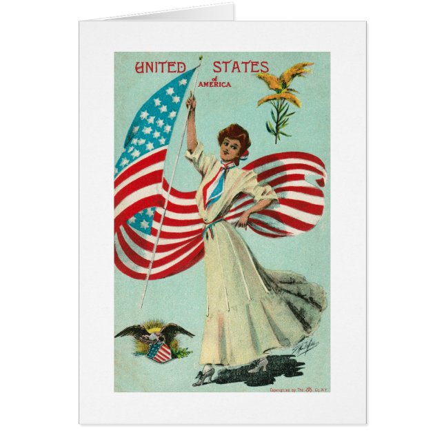 U.S. Lady & Flag, Early 1900's (Front)