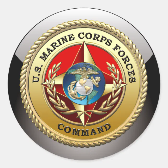 U.S. Marine Corps Forces Command (MARFORCOM) [3D] Classic Round Sticker ...